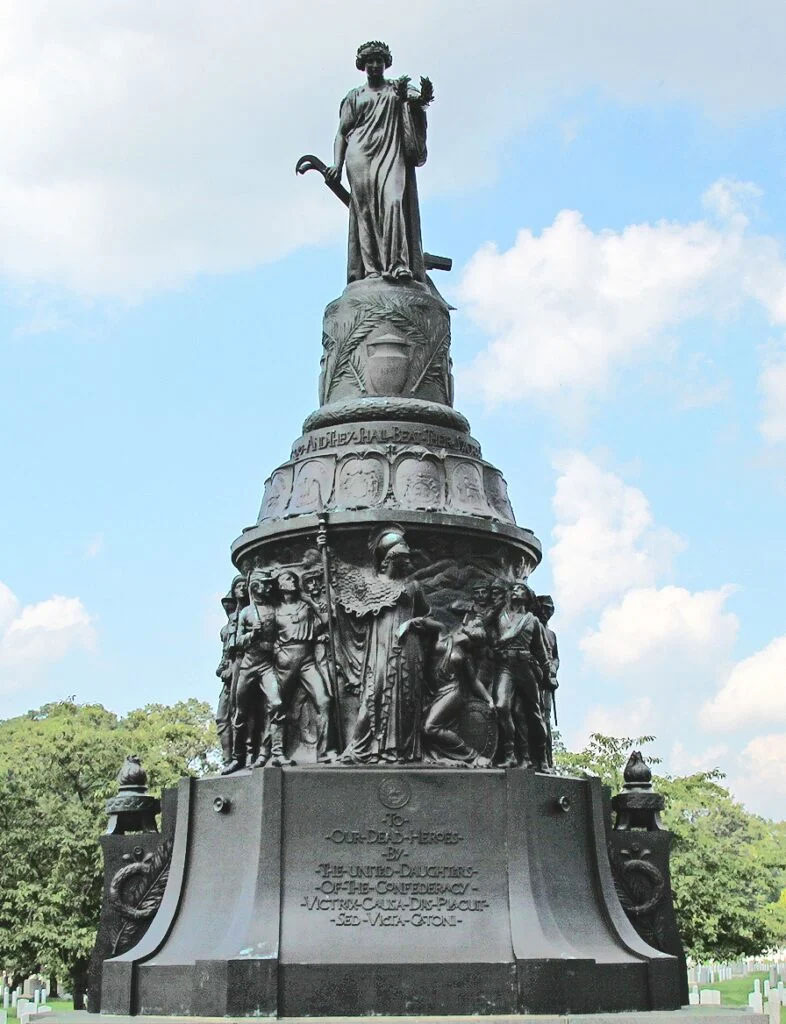 Arlington National Cemetery, 109 year old Confederate Memorial to the Reconciliation and Reunification of our great nation after our bloodiest war. It was the brainchild of Union soldier and president, William McKinley, who said "every soldier's grave made during our unfortunate civil war is a tribute to American valor." The sculptor, internationally renowned Jewish artist Moses Jacob Ezekiel, was a VMI Confederate soldier. Art critic Michael Robert Patterson states that "no sculptor, as far as known, has ever, in any one memorial told as much history as has Ezekiel in his monument at Arlington; and every human figure in it, as well as every symbol, is in and of itself a work of art." In a barbaric crime against art and history, the naming commission and Secretary of Defense Lloyd Austin want the monument demolished.